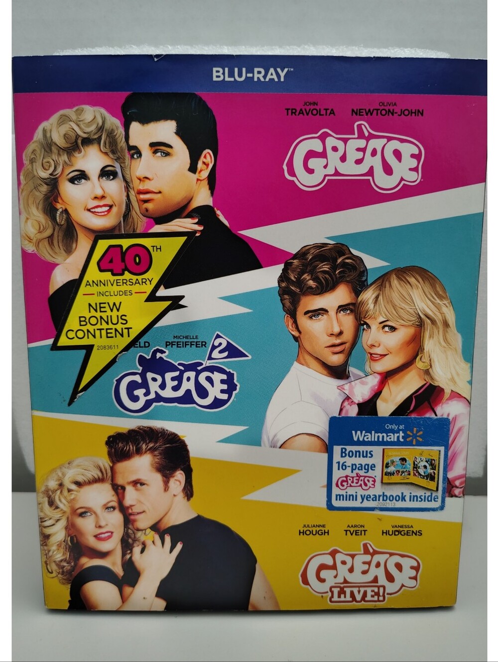 'Grease ~ Grease 2 ~ Grease Live' Triple Feature 3 Blu-Ray Set + Mini Yearbook *